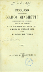 Discorso del commendatore Marco Minghetti detto il 28 e 29 giugno alla Camera dei deputati ...