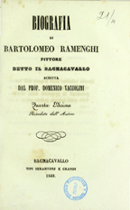 Biografia di Bartolomeo Ramenghi pittore detto il Bagnacavallo