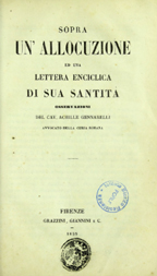 Sopra un'allocuzione ed una lettera enciclica di Sua SantitÃ 