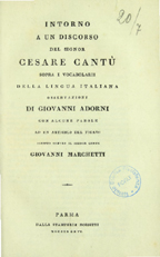Intorno a un discorso del signor Cesare CantÃ¹ sopra i vocabolarii della lingua italiana