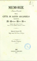 Memorie istorico-critiche della cittÃ  di Santo Arcangelo
