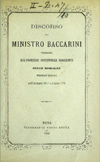 Discorso del ministro Baccarini presidente dell'Associazione costituzionale progressista delle Romagne ...