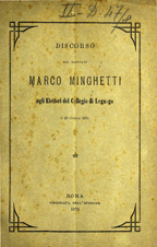 Discorso del deputato Marco Minghetti agli elettori del collegio di Legnago il 27 ottobre 1878