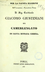 Per la fausta elezione dell'eminentissimo ... cardinale Giacomo Giustiniani al camerlengato di Santa Romana Chiesa