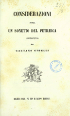 Considerazioni sopra un sonetto del Petrarca