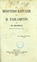 Il ministero Rattazzi ed il Parlamento