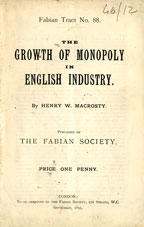 The growth of monopoly in english industry